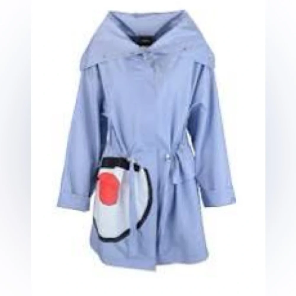 Akris-Valdemar Wink Print Taffeta Parka Jacket Periwinkle Blue Multi Size 12 - Picture 2 of 9